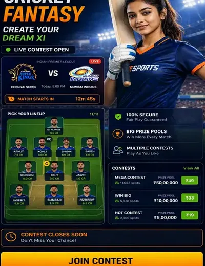 Come (Come Com) fantasy cricket & matchday visual 3